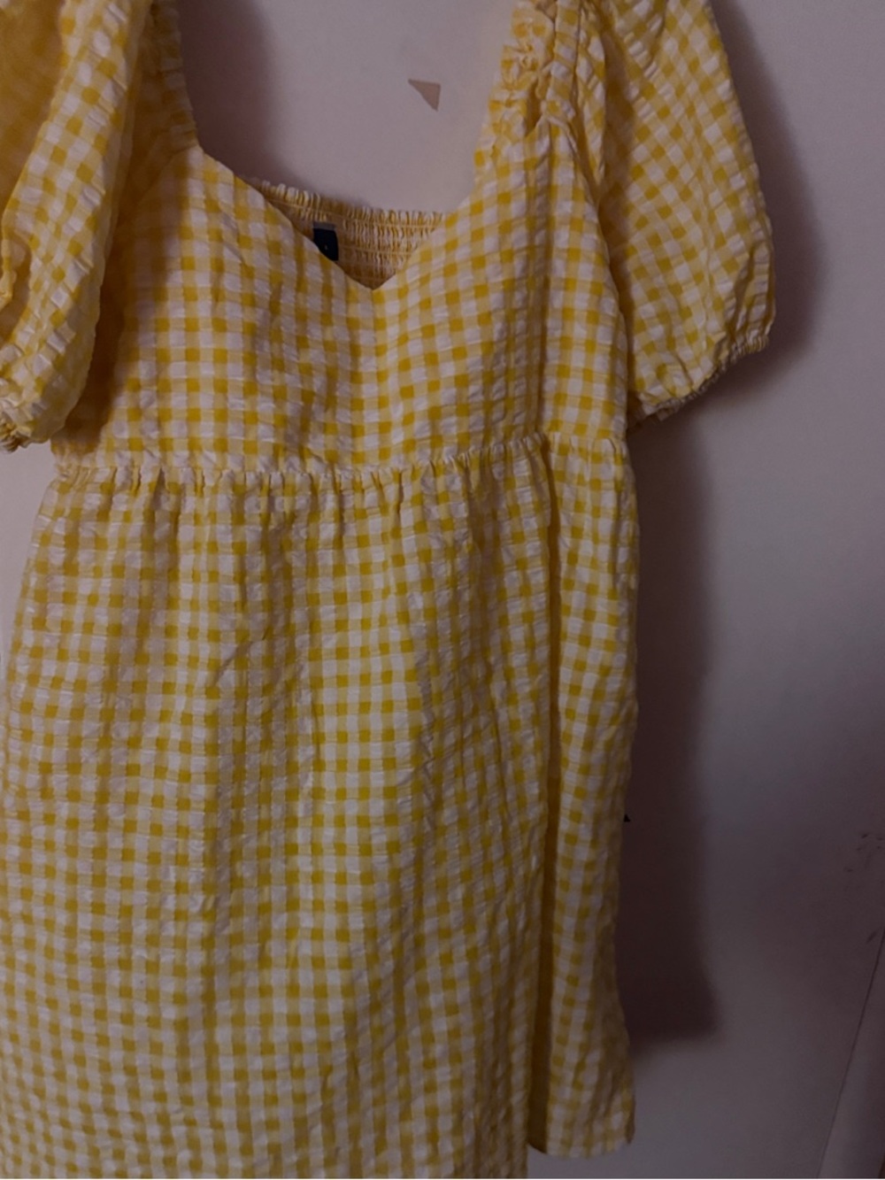 Old Navy Yellow Gingham Midi Dress